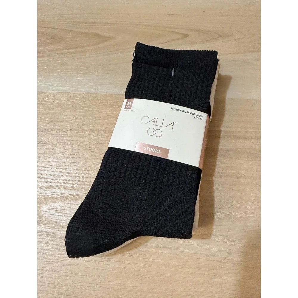 2 Pair Calia Studio Yoga Barre Dance Gripper Crew Socks Womens Sizes 5-10 New